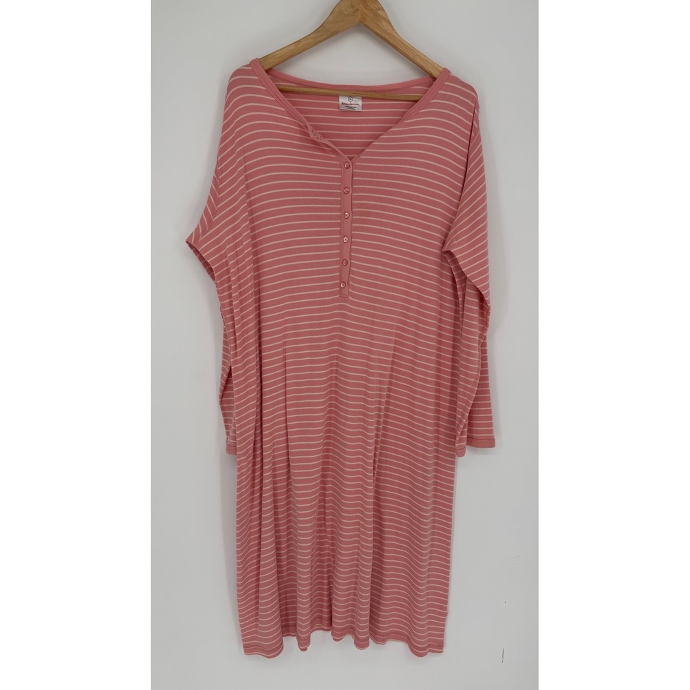 Hanna Andersson Nightshirt Pink White Cottagecore Organic Cotton Henley XL